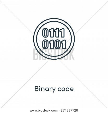 Binary Code Icon In Trendy Design Style. Binary Code Icon Isolated On White Background. Binary Code 
