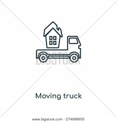 Moving Truck Icon In Trendy Design Style. Moving Truck Icon Isolated On White Background. Moving Tru