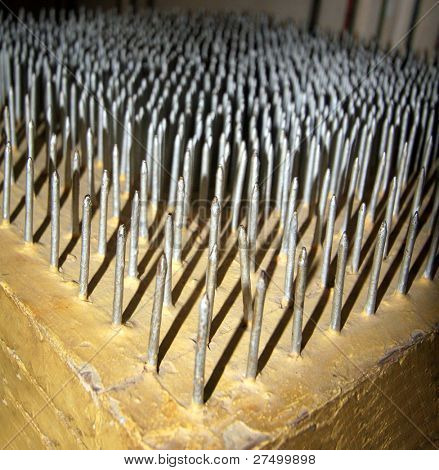 Bed Of Nails A posteli z hřebíků výstřel v Indii. Nehty tvoří pěkný vzor.