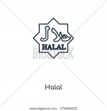 Halal Sign Icon In Trendy Design Style. Halal Sign Icon Isolated On White Background. Halal Sign Vec