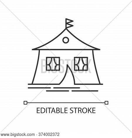 Marquee Tent Pixel Perfect Linear Icon. Camping. Arabic Tent. Housing Facility. Eastern Culture. Thi