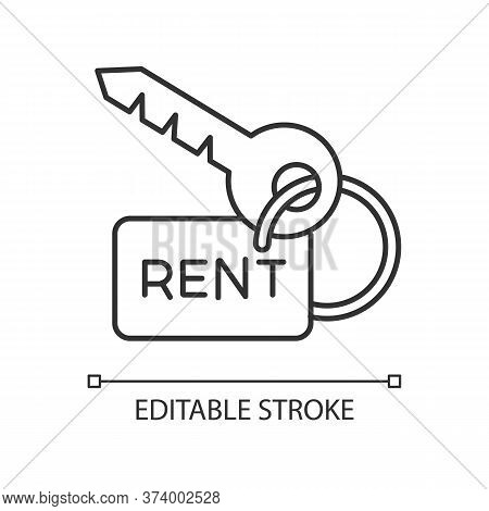 House Key Pixel Perfect Linear Icon. Rent Service. Real Estate. Property Rental . Renting Deal. Thin