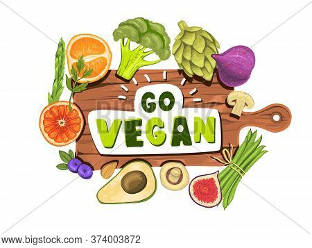 Healthy Food Vector Background. Set Of Two Vegetarian Concepts For Restaurants, Menu, Recipes And Ki