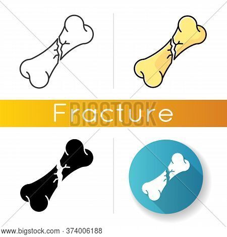 Bone Fracture Icon. Oblique Fracture. Accident. Hurt Body Part. Trauma Treatment. Healthcare. Medica