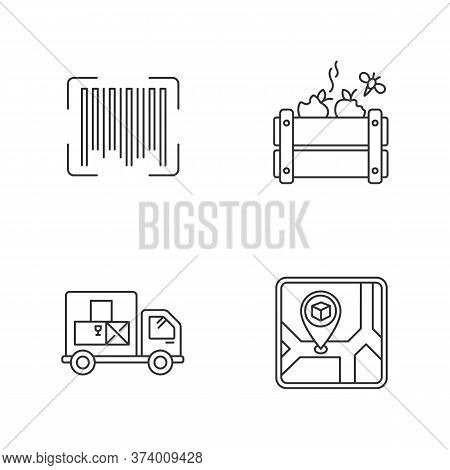 Goods Availability And Quality Control Pixel Perfect Linear Icons Set. Product Barcode Identificatio