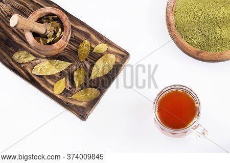 Coca Leaf Infusion - Erythroxylum Coca. Text Space