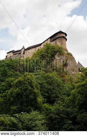 View On Orava Castle On A High Rock Above Orava River In The Village Of Oravsky Podzamok In Slovakia