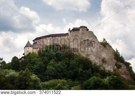 View On Orava Castle On A High Rock Above Orava River In The Village Of Oravsky Podzamok In Slovakia