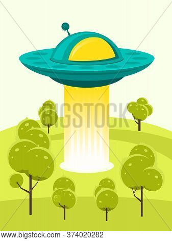 Vector Illustration Ufo Cartoon Unknow Flying Object