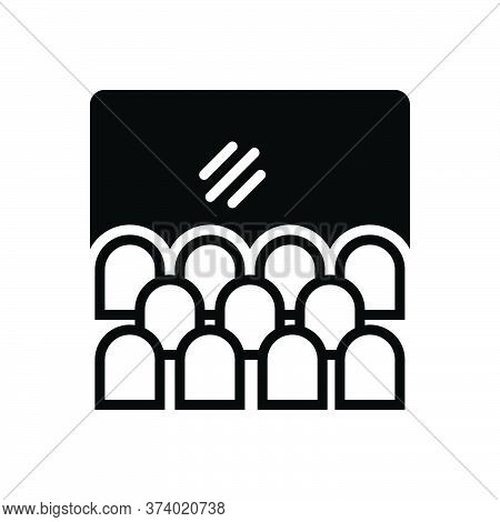 Black Solid Icon For Screen Cinema Theater Audience Perfomance Showing Entertainment