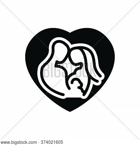 Black Solid Icon For Family Parentage Couple Together Love