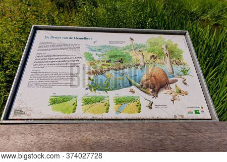 Stein, South Limburg / Netherlands. June 21, 2020 The Informational Sign That Says:  The Beaver Of H