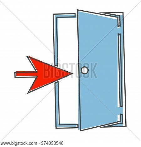 Vector Input Icon. Icon Indicating The Direction Of The Entrance Cartoon Style On White Isolated Bac