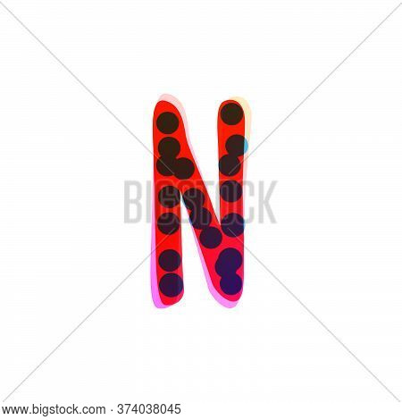 N Letter Logo Handwritten With A Red Felt-tip Pen. Perfect Vector Icon For Kids Design, Funny Craft 