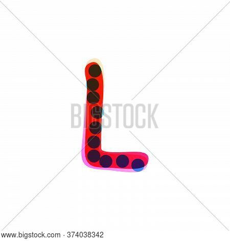 L Letter Logo Handwritten With A Red Felt-tip Pen. Perfect Vector Icon For Kids Design, Funny Craft 