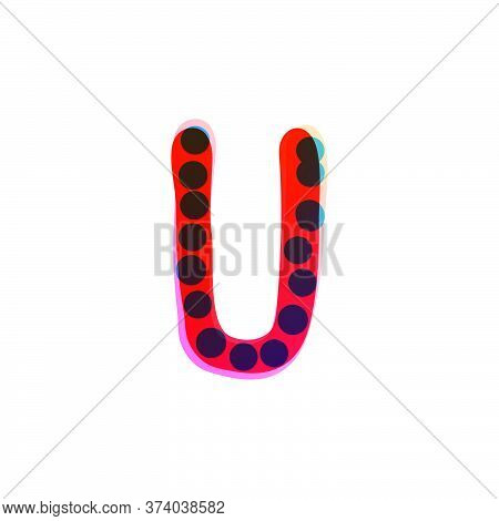 U Letter Logo Handwritten With A Red Felt-tip Pen. Perfect Vector Icon For Kids Design, Funny Craft 