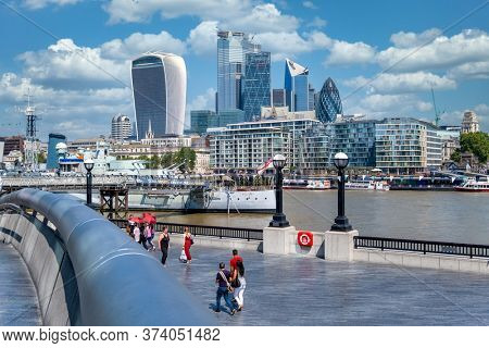 LONDON,UK - JULY 25,2019 : View of the City of London on a beautiful summer day