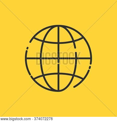 Planet Icon. Earth Sign. World Symbol. Thin Line Icon. Stock Vector Illustration Isolated On White B