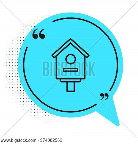 Black Line Bird House Icon Isolated On White Background. Nesting Box Birdhouse, Homemade Building Fo