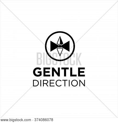 Bow Tie Logo Simple Black Round With Compass Vector For Fashion Graphic Design Template Idea