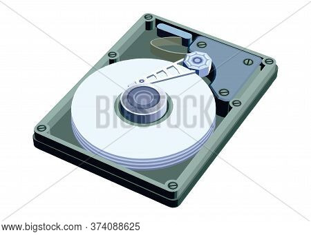 Hard Disk Drive Or Hdd Icon In Flat Style On White Background