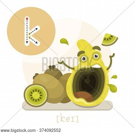 Learning The English Alphabet.funny Cartoon Character Of The Queen With Pumpkins And Letter. The Way