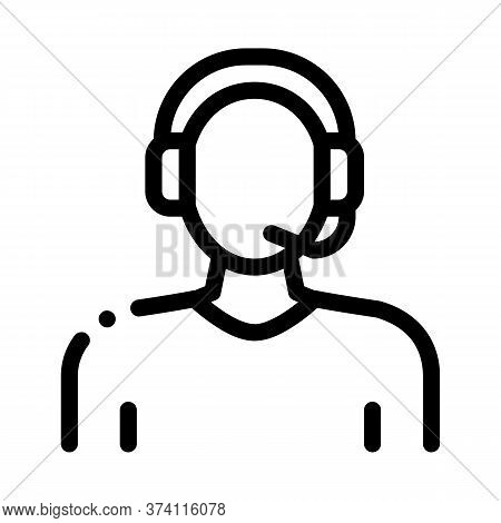Webshop Call Center Operator Icon Vector. Webshop Call Center Operator Sign. Isolated Contour Symbol