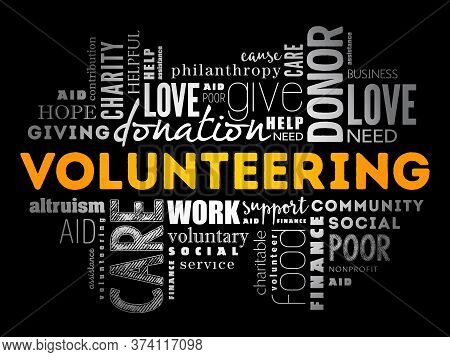 Volunteering Word Cloud Collage, Social Concept Background