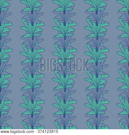 Vector Green Violet Leaves, Petals Seamless Pattern