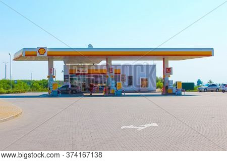 Kyiv, Ukraine - June 28, 2020: Shell Gas Station At Sunny Day At Kyiv, Ukraine On June 28, 2020. She