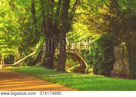 Bridges In The Manor Park In The City Of Iłowa In Poland.\nmanor Park In The City Of Iłowa In Wester
