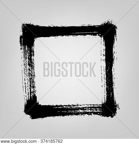 Squere Frame Painted With A Brush. Vector Illustration