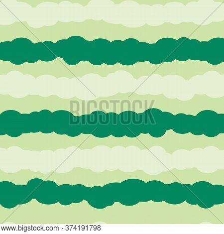 Vector Green Clouds - Travel The World Seamless Illustration. Colourful Repeat Pattern