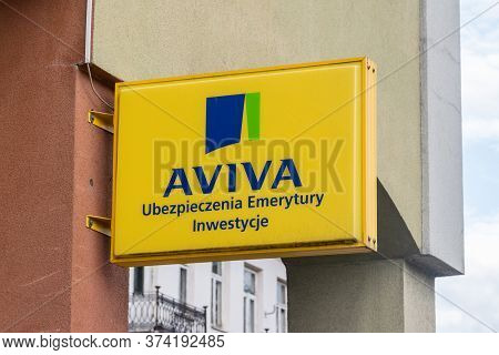 Lomza, Poland - June 1, 2020: Logo And Sign Of Aviva Insurance Company.