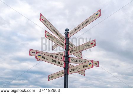 Distances In Kilometers Form Lomza Showing Distances To Others Place.
