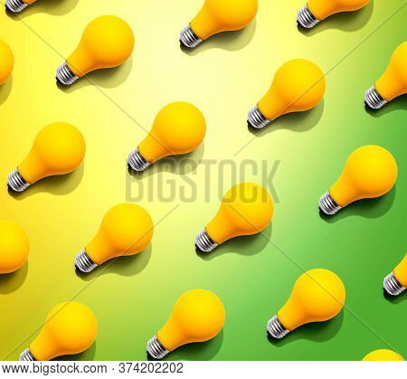 Yellow Light Bulb Pattern With Shadow - Flat Lay