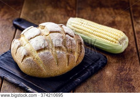 Broa Is A Type Of Corn And Wheat Bread Traditionally Made In Portugal, Galicia And Brazil. Flour Is