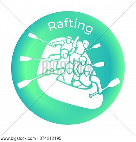 Icon Rafting From The Sea Set. Vector Illustration