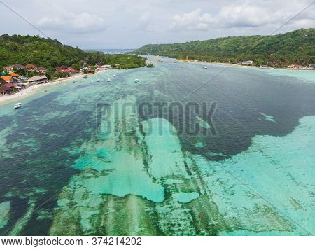 The Coast Of The Village Of Lembongan On The Island Of Nusa Lembongan. Indonesia.