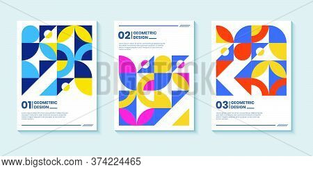 Modern Abstract Bright Color Covers Set, Minimal Covers Design. Colorful Geometric Background