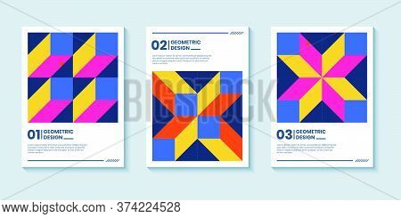Modern Abstract Bright Color Covers Set, Minimal Covers Design. Colorful Geometric Background