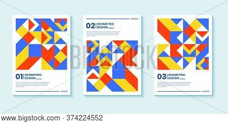 Modern Abstract Bright Color Covers Set, Minimal Covers Design. Colorful Geometric Background