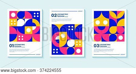 Modern Abstract Bright Color Covers Set, Minimal Covers Design. Colorful Geometric Background