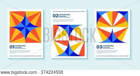 Modern Abstract Bright Color Covers Set, Minimal Covers Design. Colorful Geometric Background