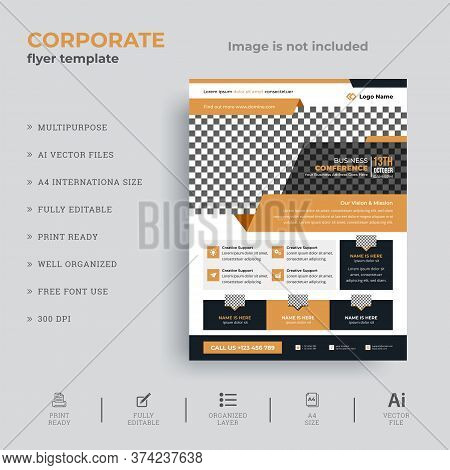 Business Conference Flyer Design In A4 Size Brochure, Use For Corporate, Company, Marketing, Print, 