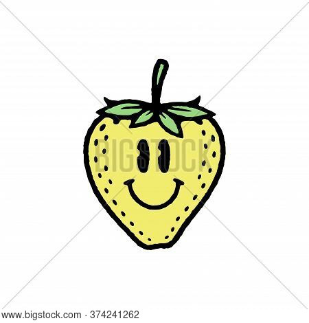 Happy Strawberry Icon Logo Color White Background