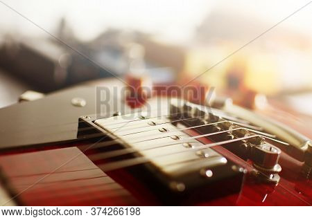 Electric Guitar, Used To Play Music And Notes, For Sing A Song, Macro Abstract