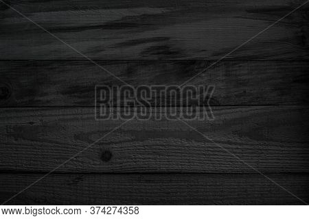 Black Wood Texture Background. Abstract Dark Wood Texture On Black Wall. Aged Wood Plank Texture Pat