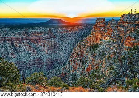 Amazing Natural Geological Formation - Grand Canyon In Arizona, Southern Rim.