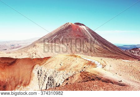 Amazing Emerald lakes on Tongariro Crossing track, Tongariro National Park, New Zealand. Wanderlust concept